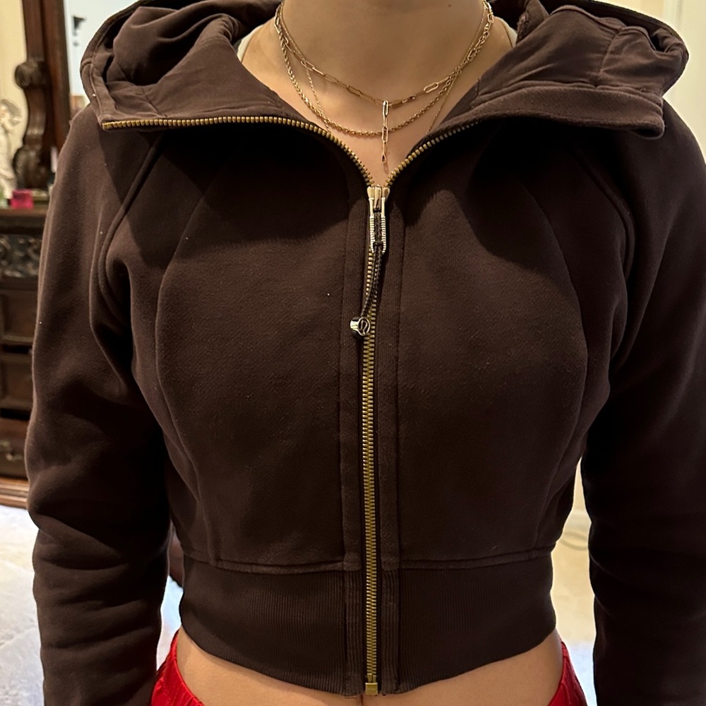 lululemon athletica Brown Zip-Up Hoodie Cropped